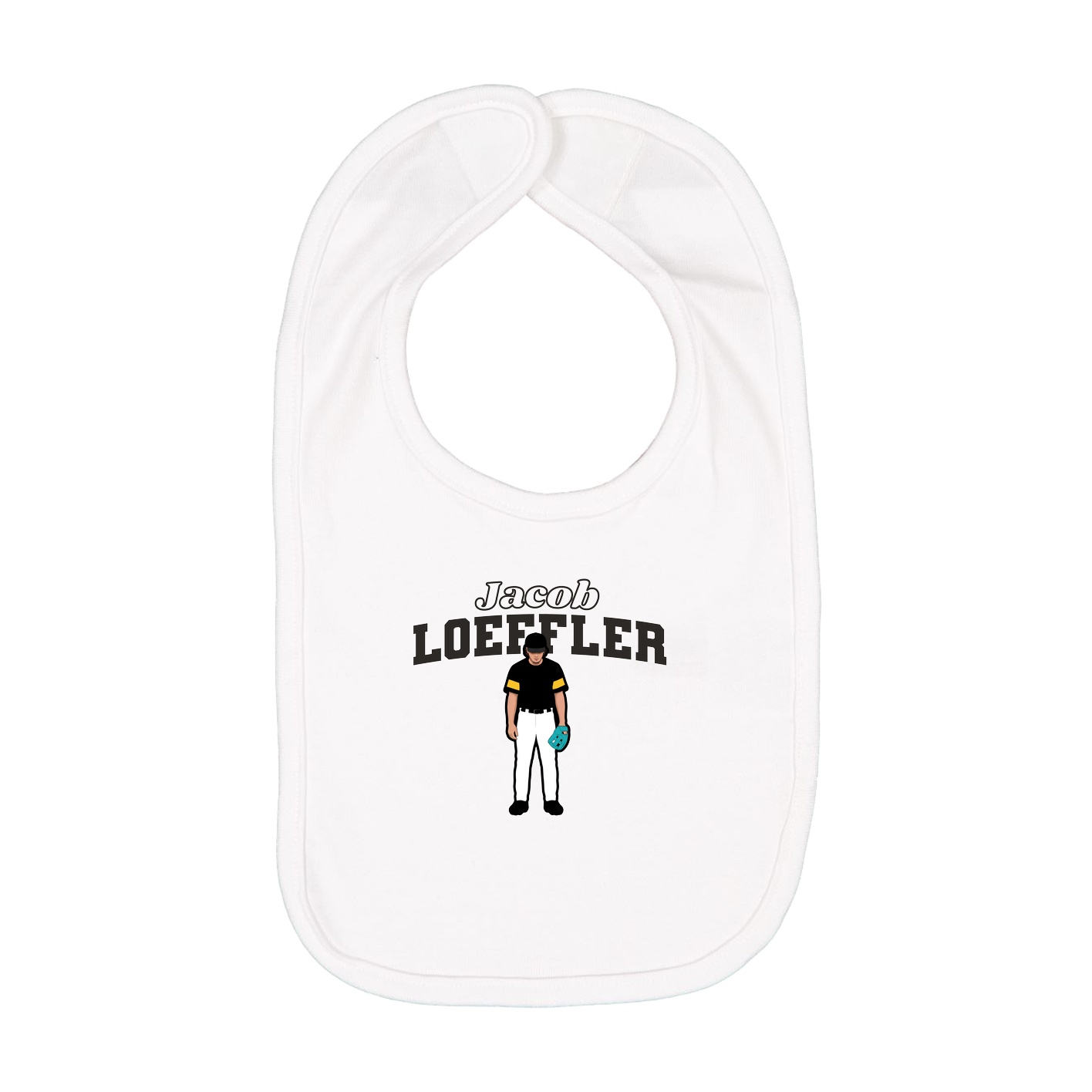Infant Bib — Name Arch in White