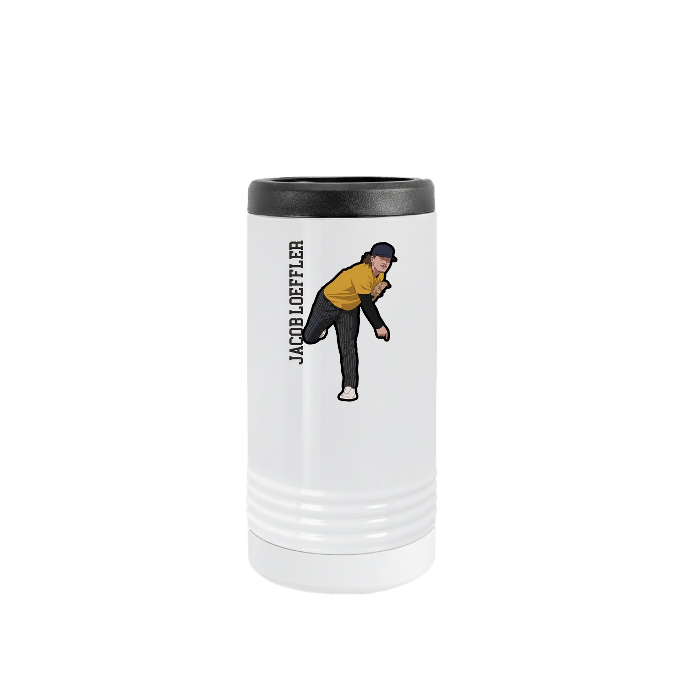 Slim Beverage Holder — Name Vertical in White