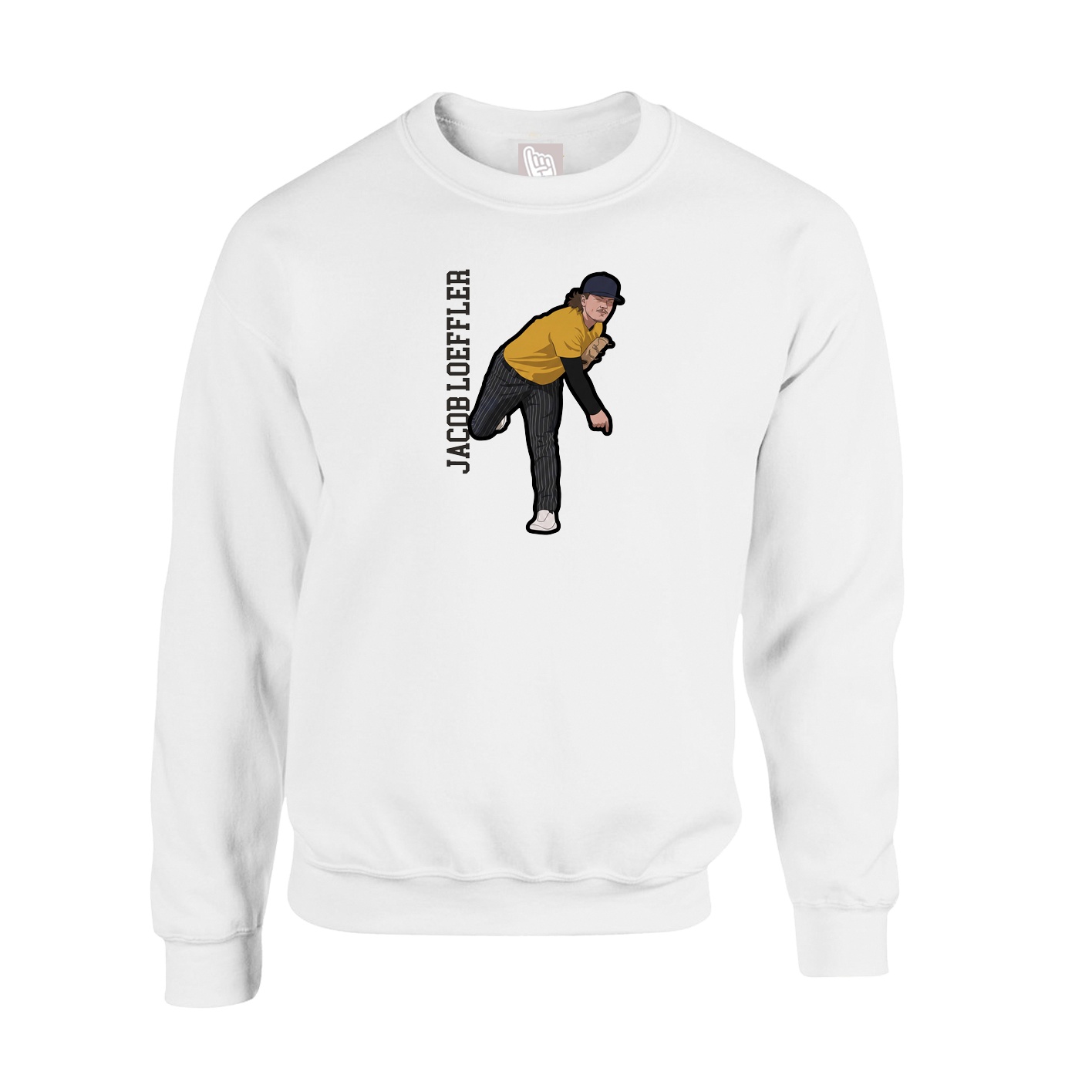 Fleece Crew — Name Vertical in White