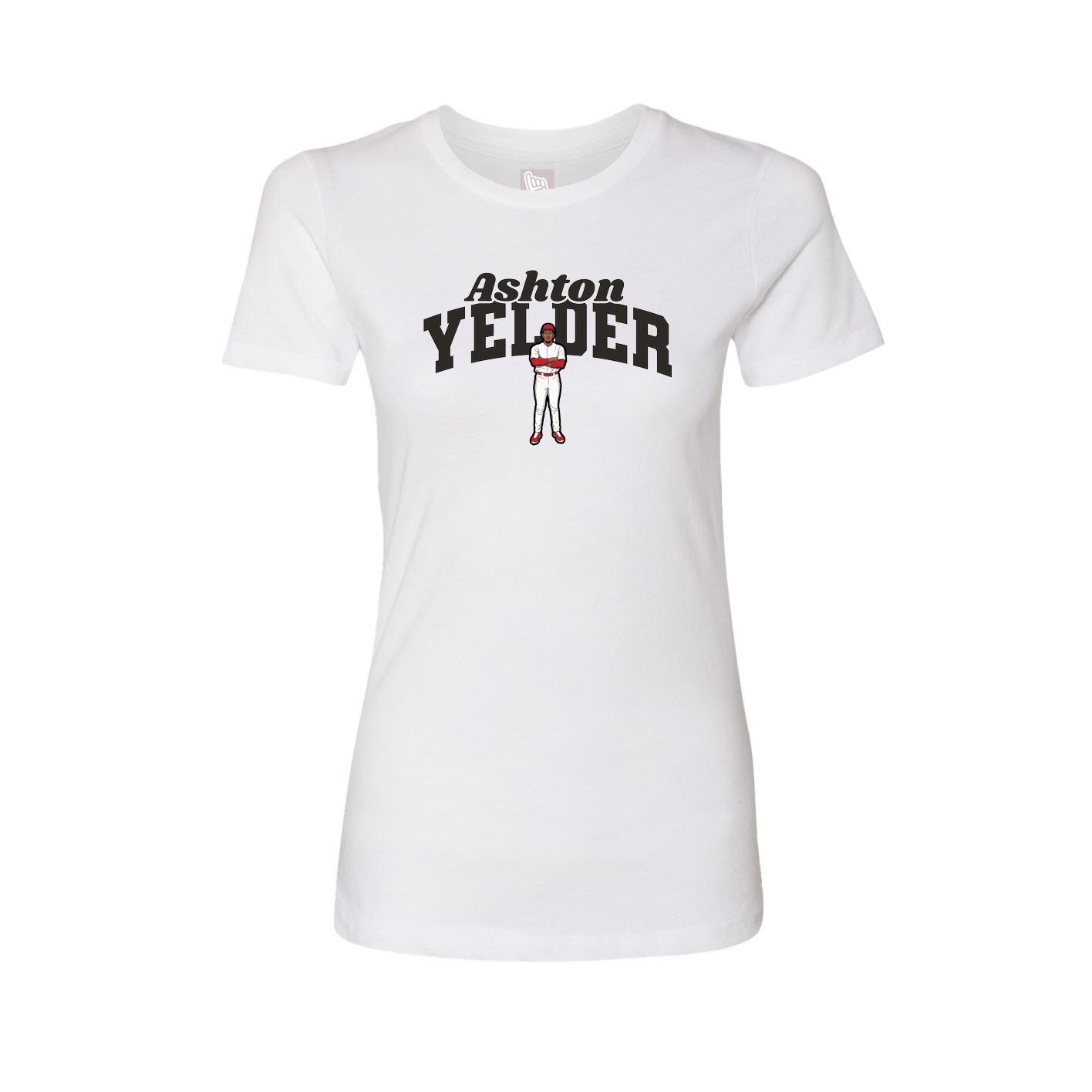 Fitted Women's Tee — Signature Arch in White