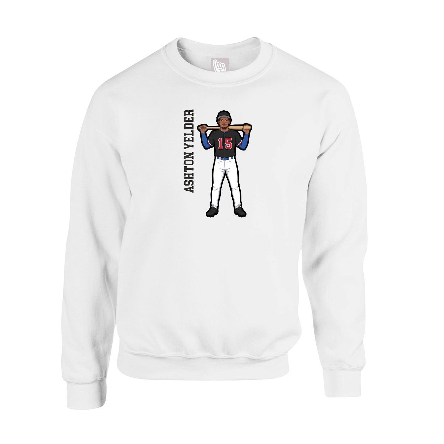 Fleece Crew — Name Vertical in White