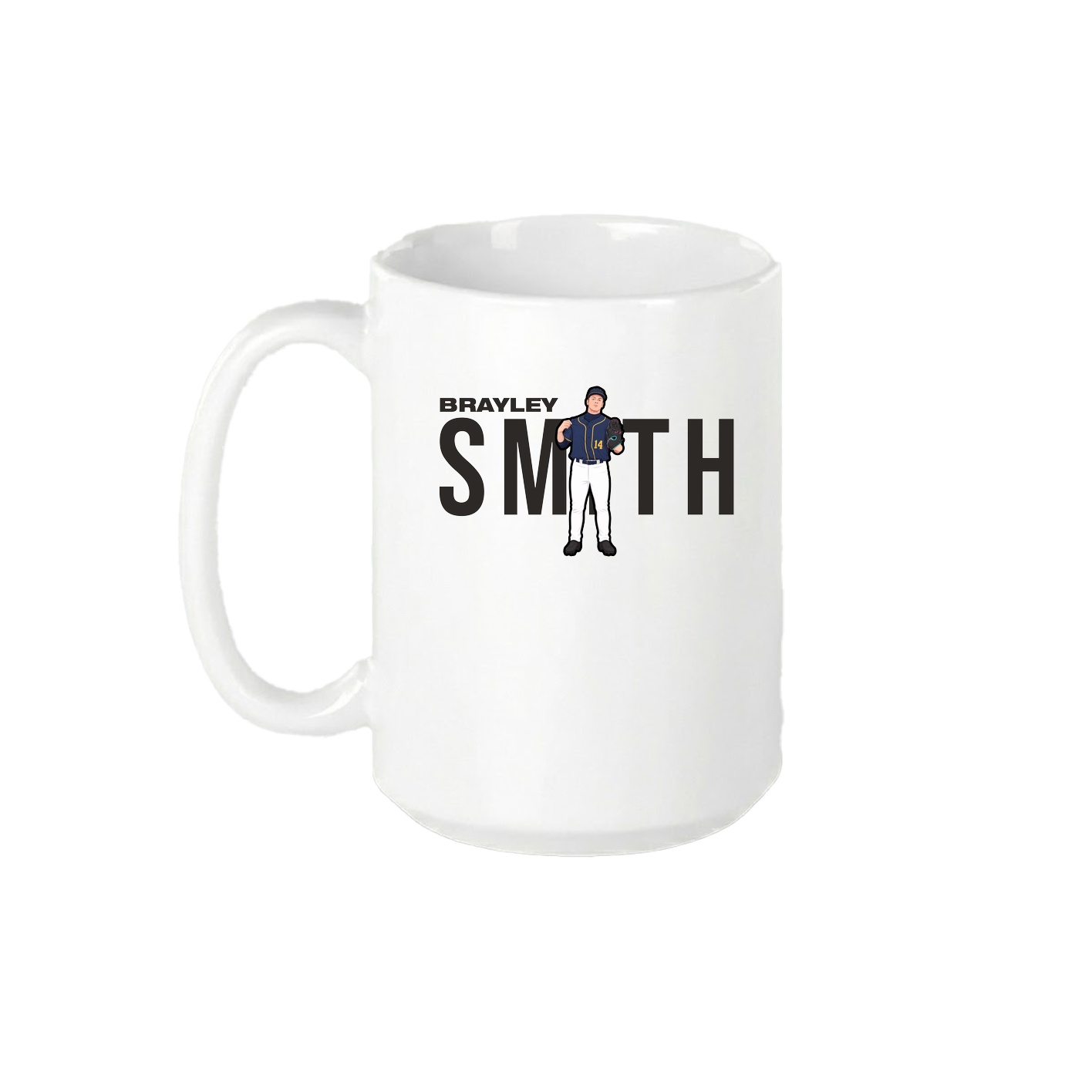 15oz Coffee Mug — Player Name in White