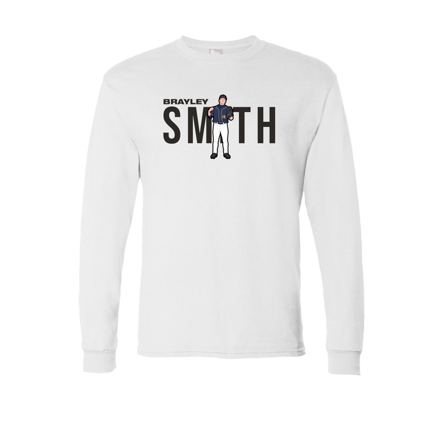 Long Sleeve Tee — Player Name in White