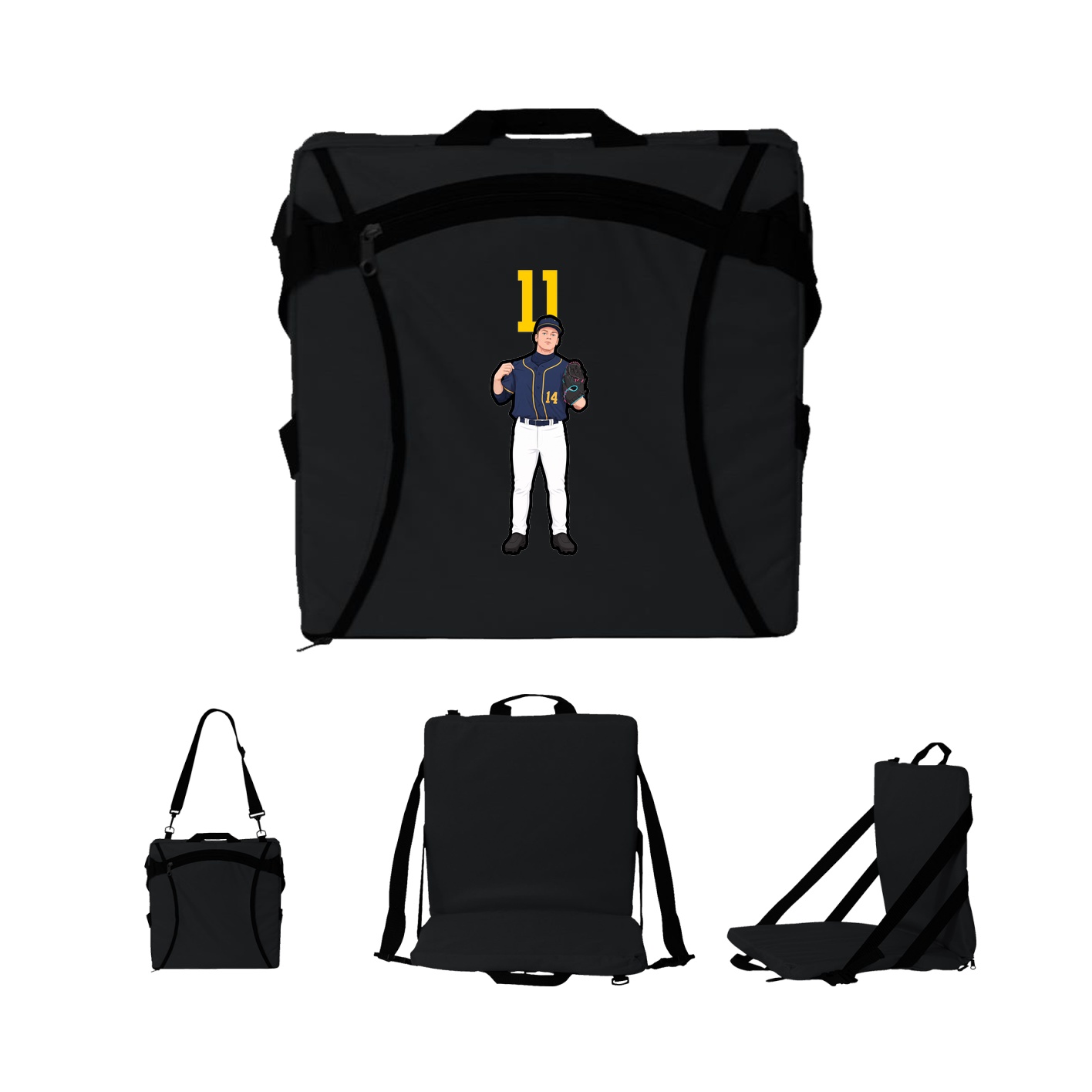 Folding Stadium Seat — Number Top in Black