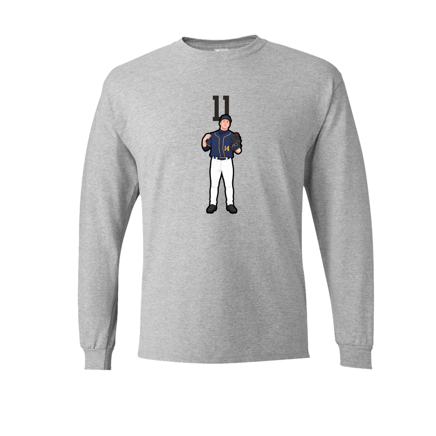 Long Sleeve Tee — Number Top in Grey