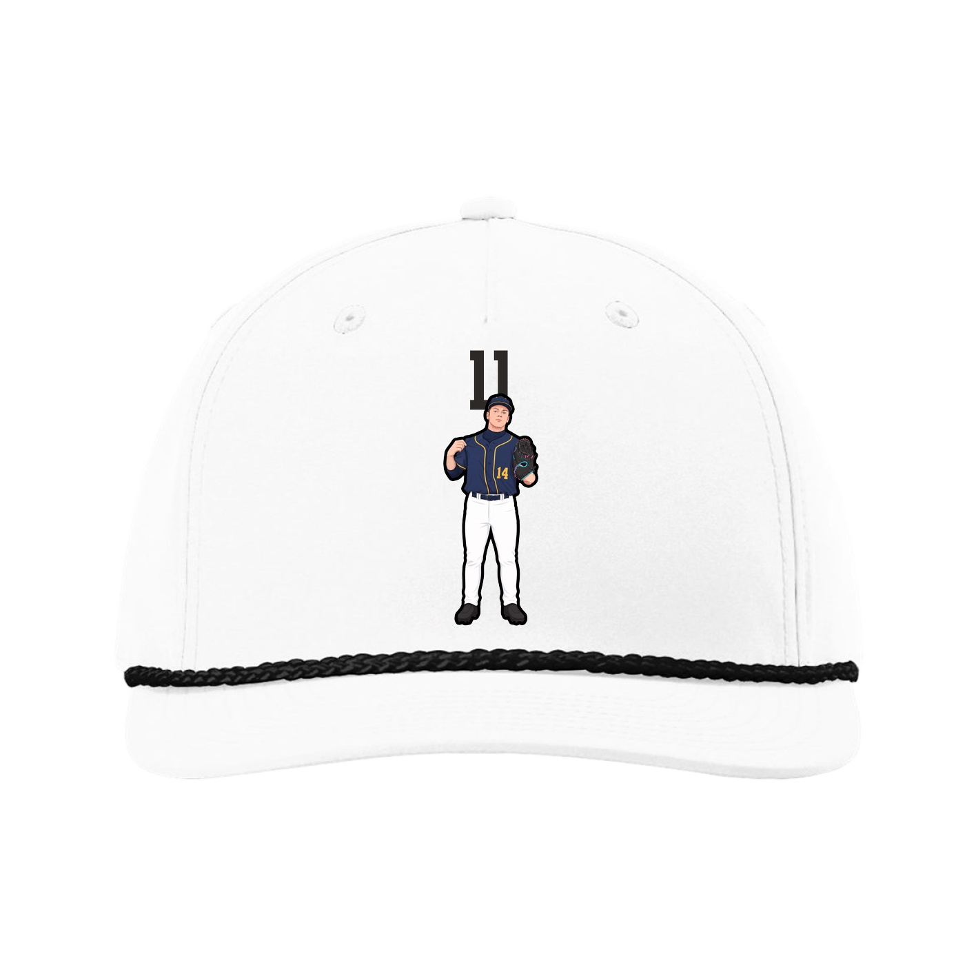 Five-Panel Classic Rope Cap — Number Top in White