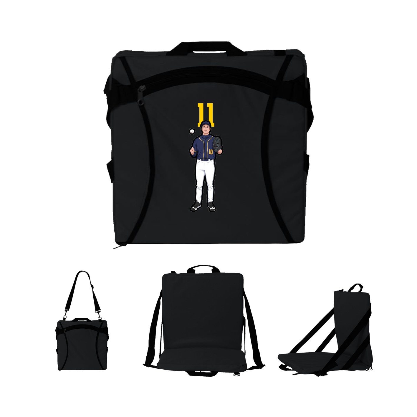 Folding Stadium Seat — Number Top in Black