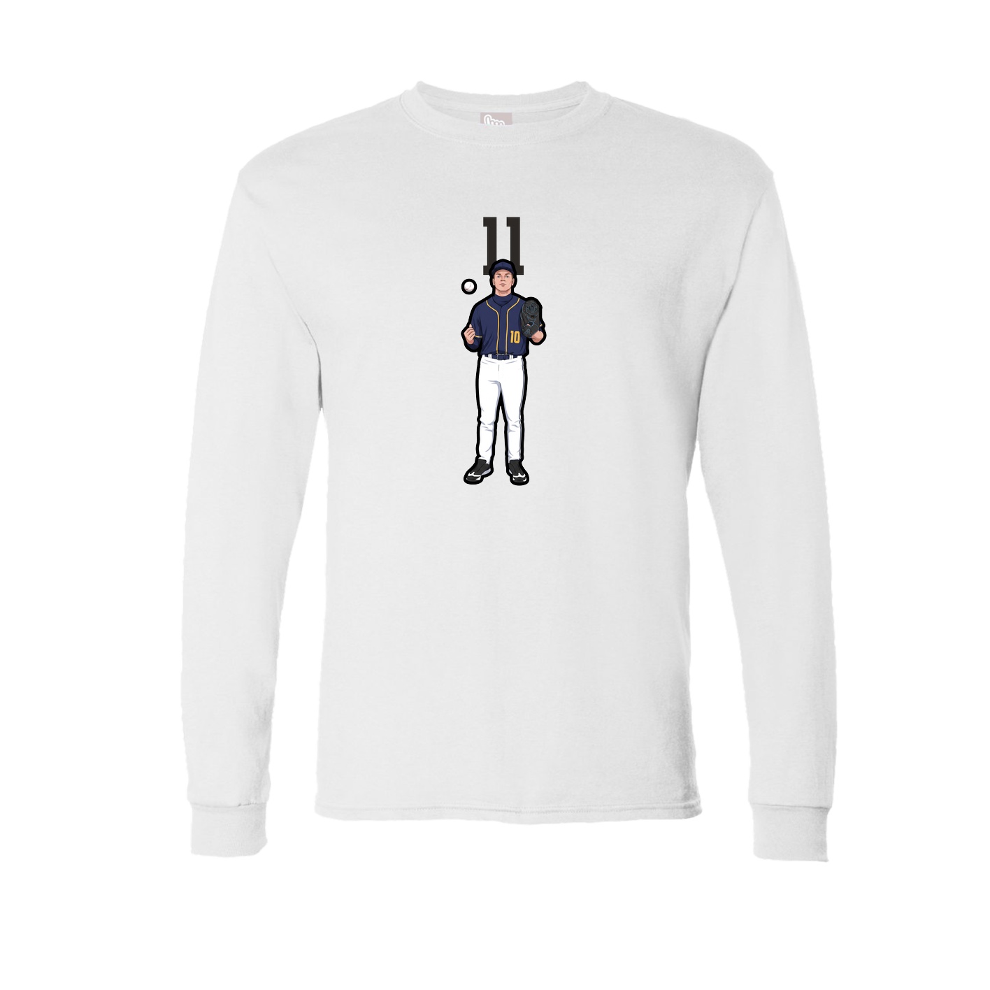 Long Sleeve Tee — Number Top in White