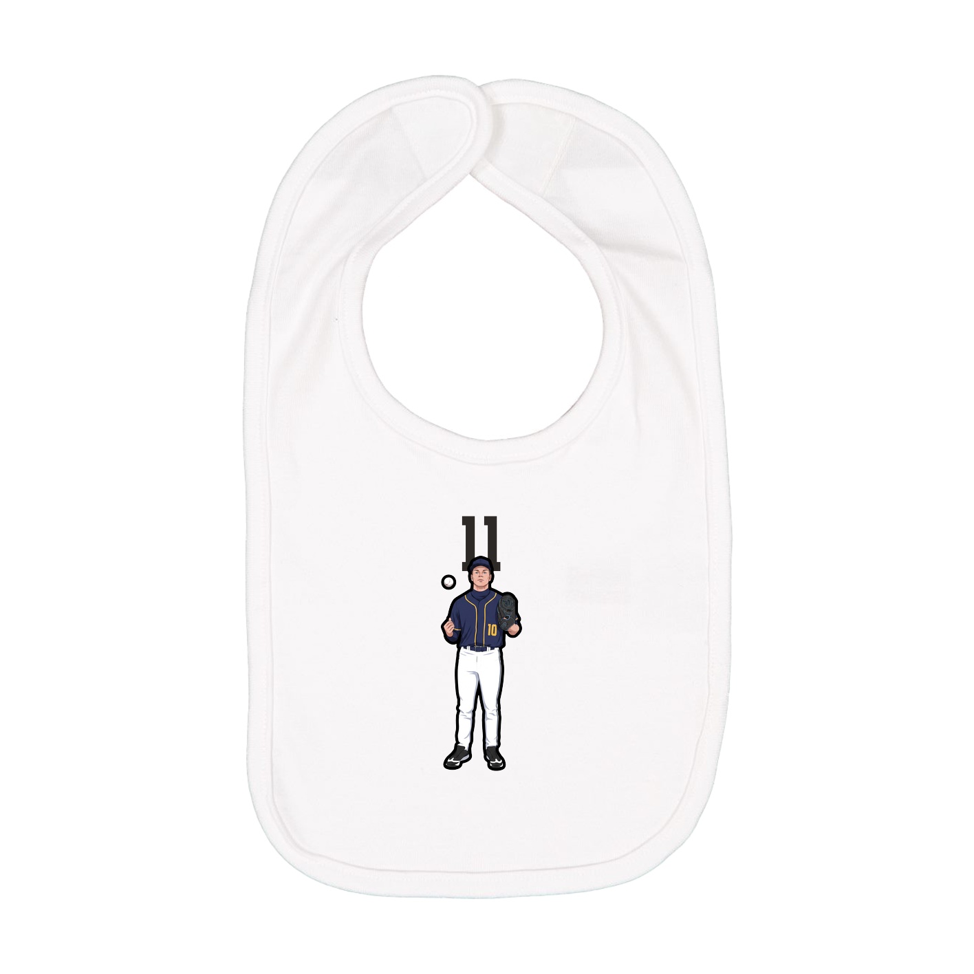 Infant Bib — Number Top in White