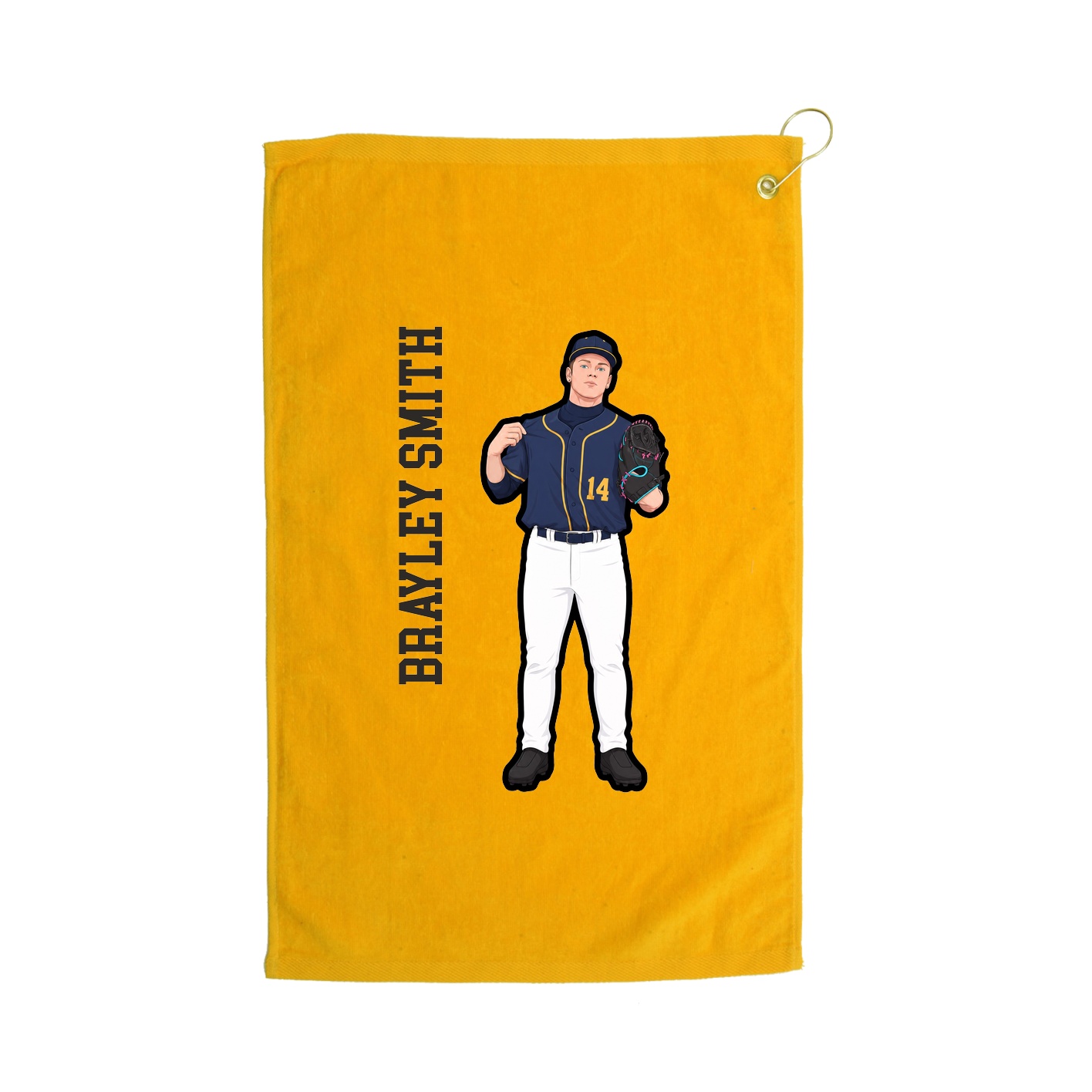 Golf Towel — Name Vertical in Gold