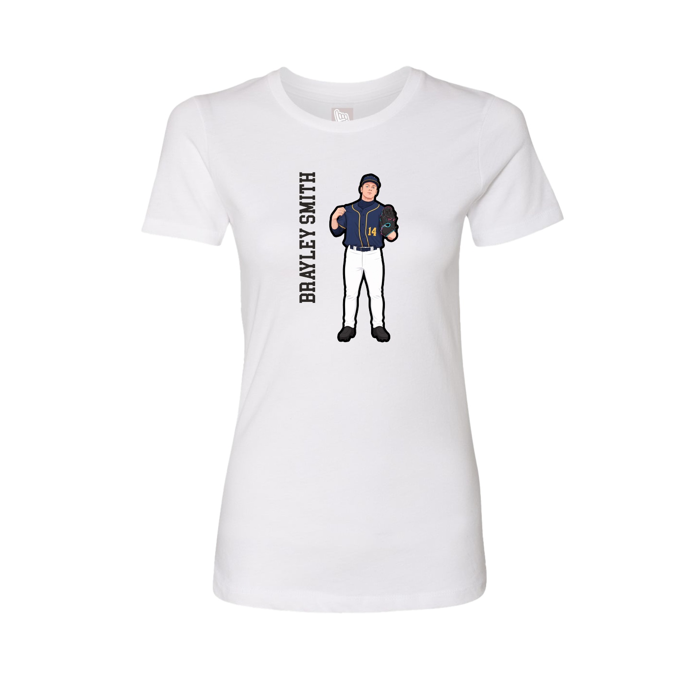 Fitted Women's Tee — Name Vertical in White