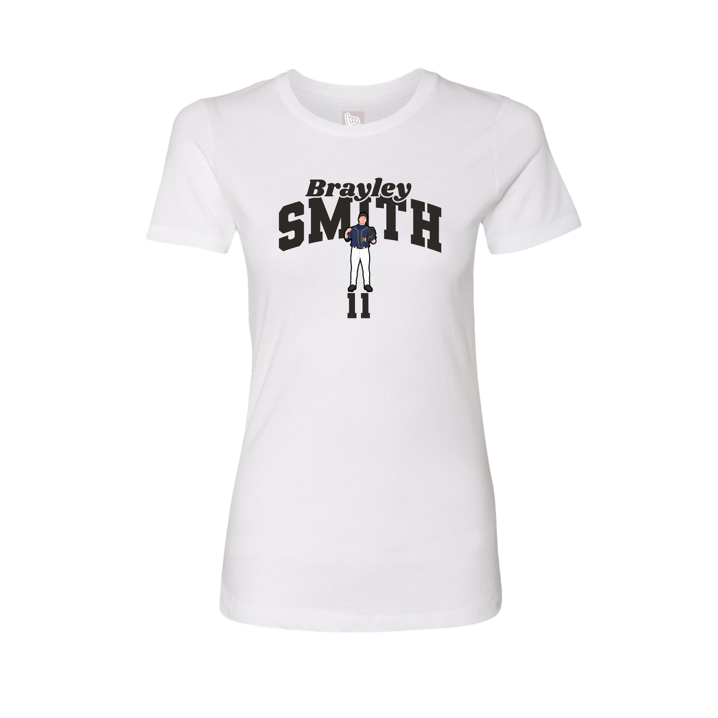 Fitted Women's Tee — Signature Arch in White