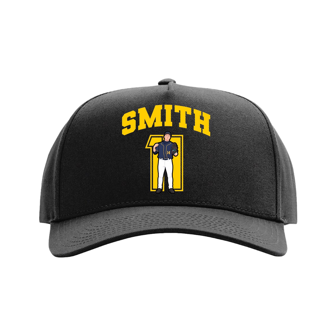 Full Fabric Five-Panel Champ Cap — Number in Black