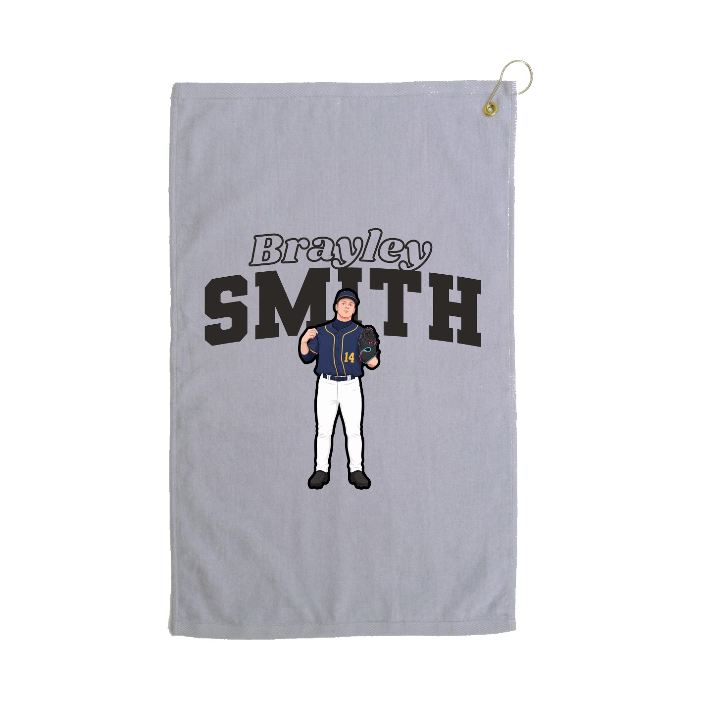 Golf Towel — Name Arch in Grey