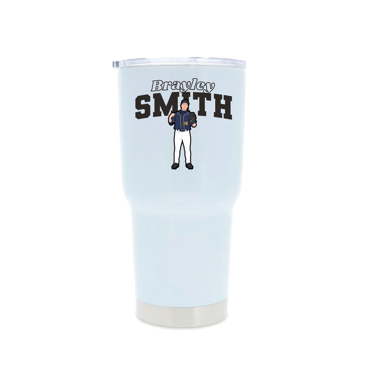 30oz Stainless Steel Tumbler — Name Arch in White