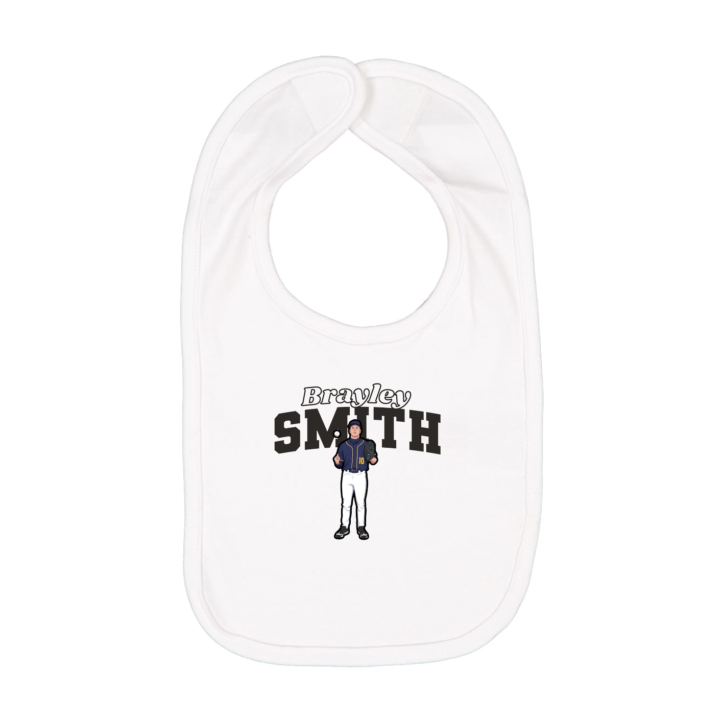 Infant Bib — Name Arch in White