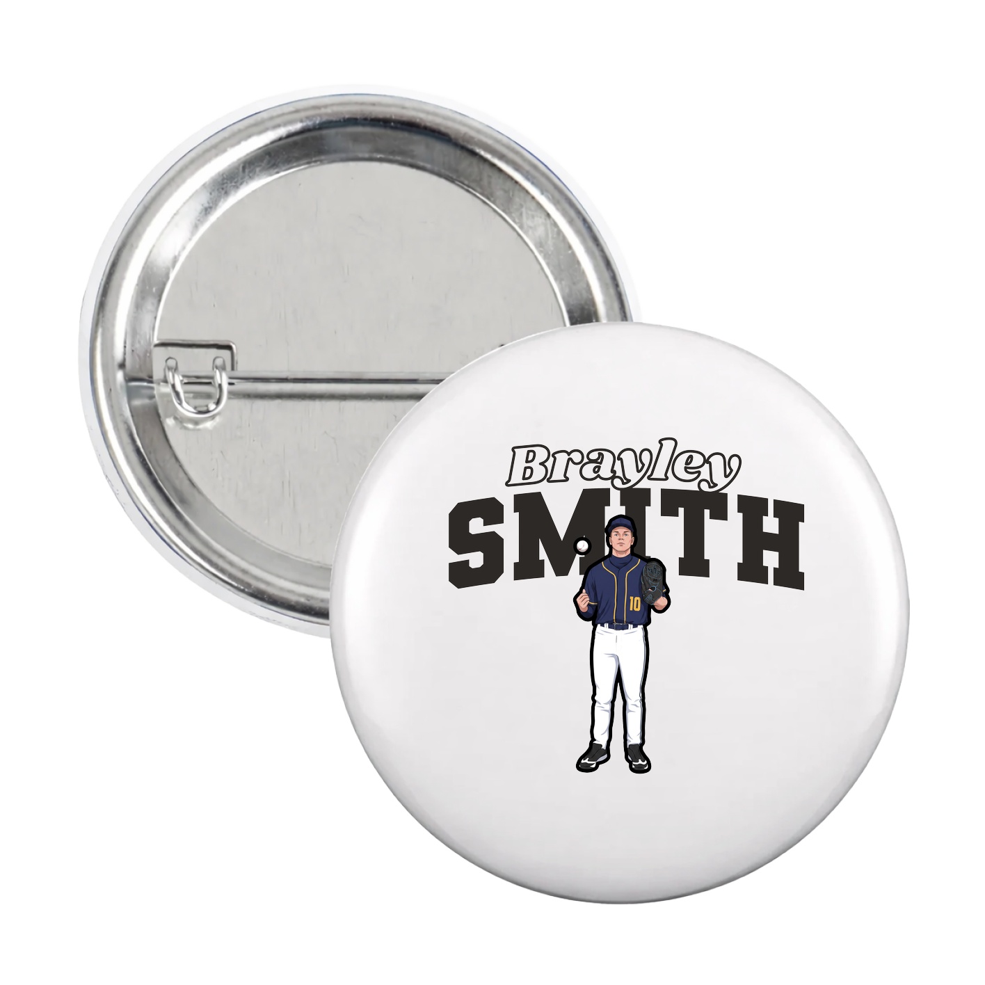 Game Day Button — Name Arch in White