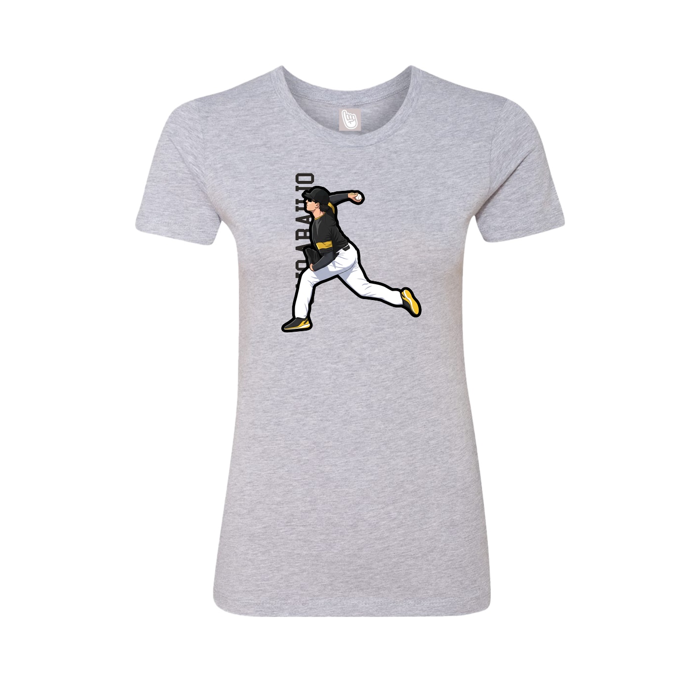 Fitted Women's Tee — Name Vertical in Grey