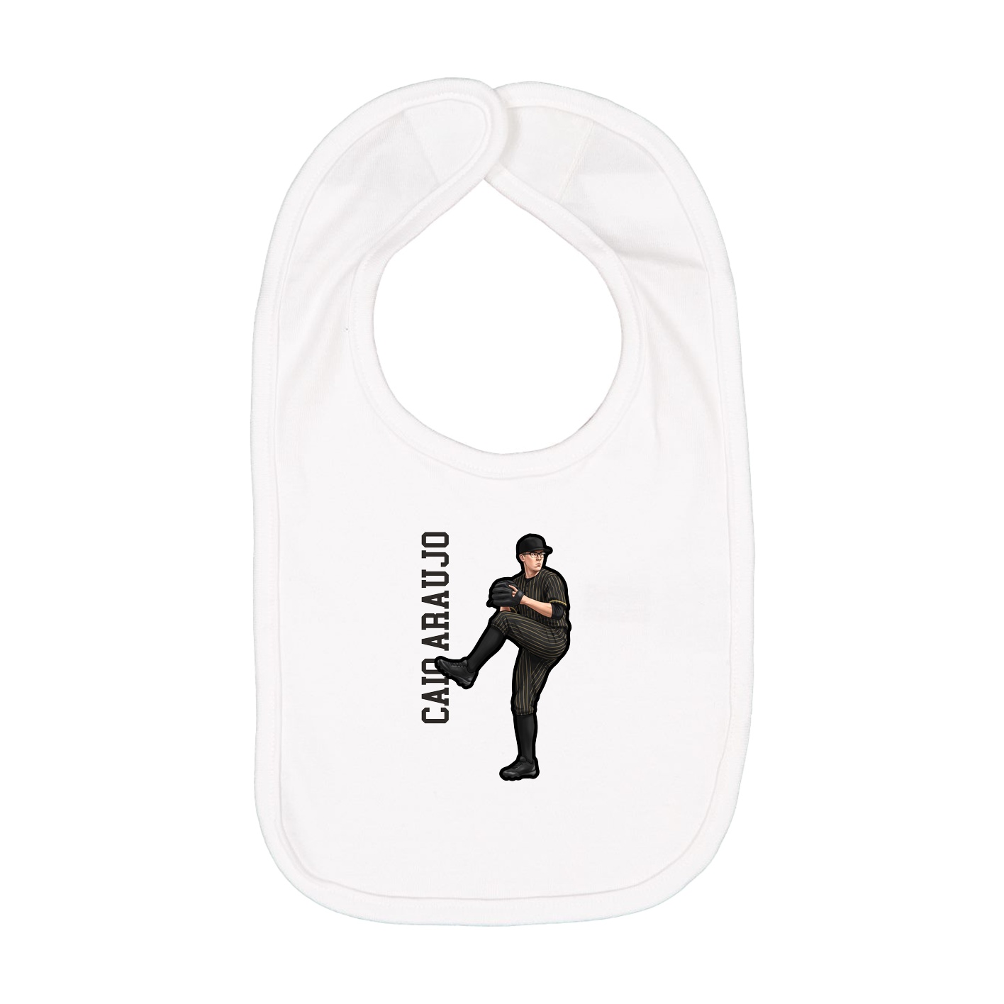 Infant Bib — Name Vertical in White