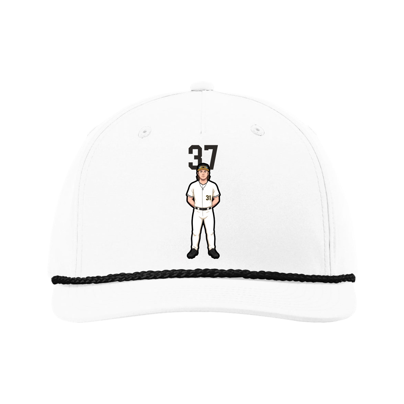 Five-Panel Classic Rope Cap — Number Top in White