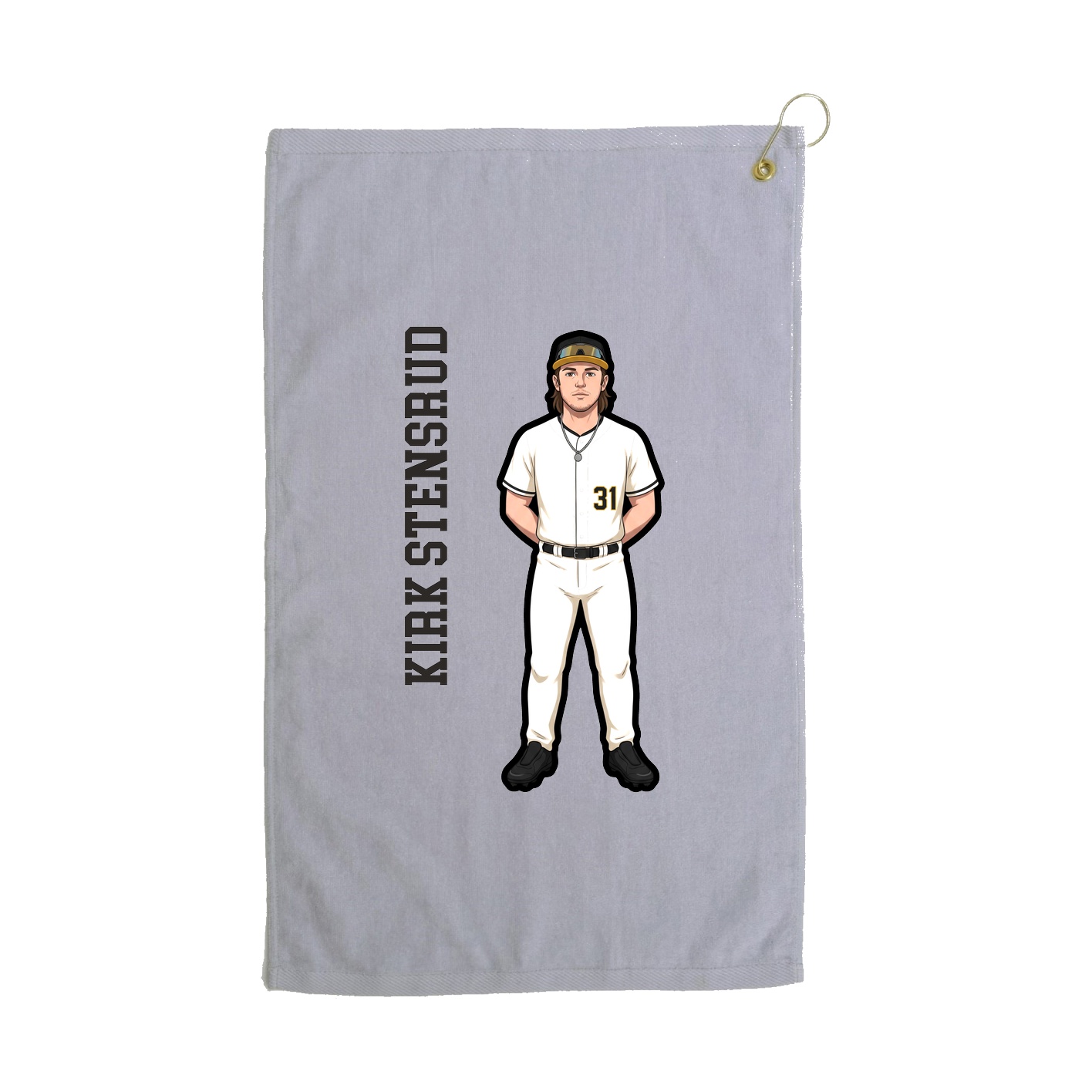 Golf Towel — Name Vertical in Grey