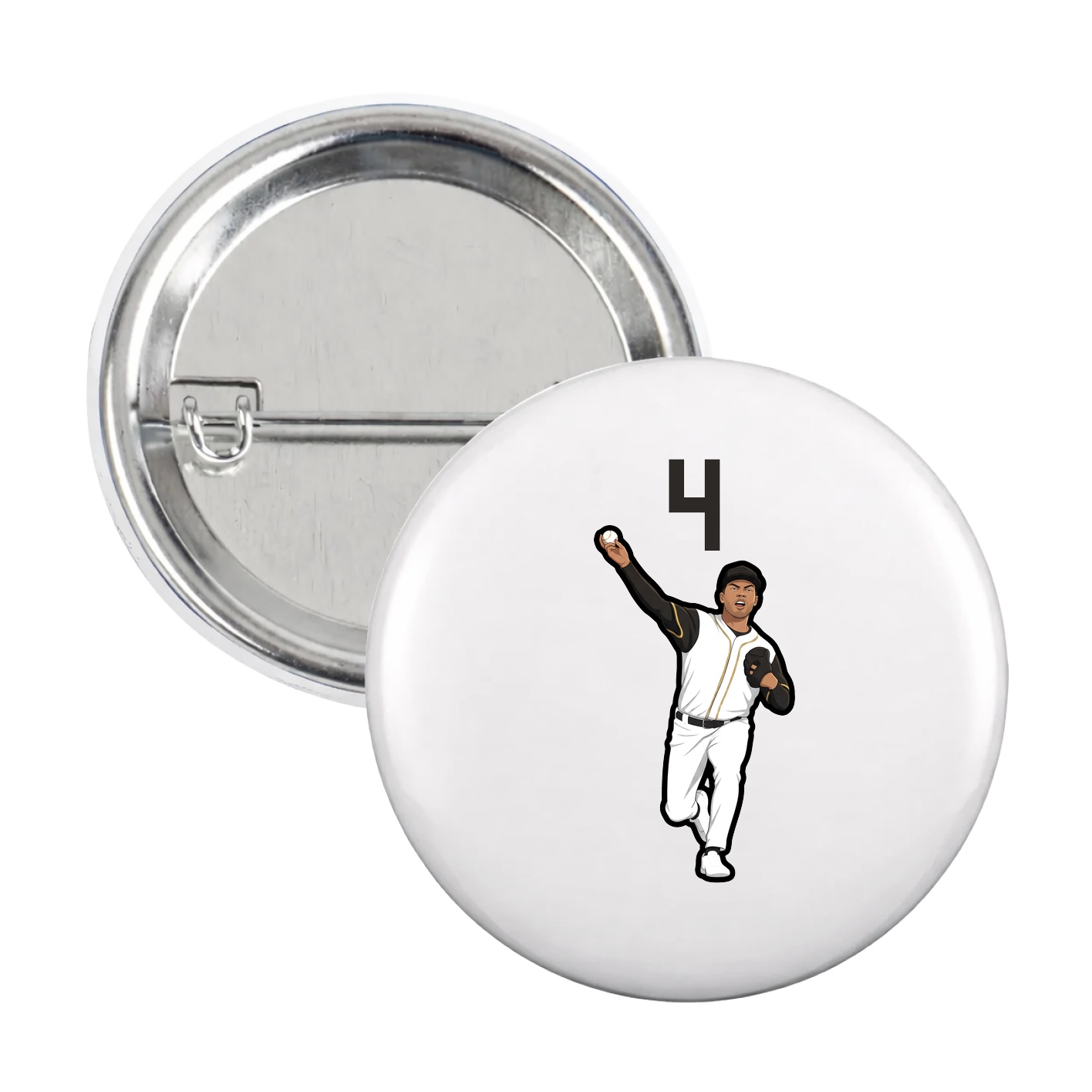 Game Day Button — Number Top in White