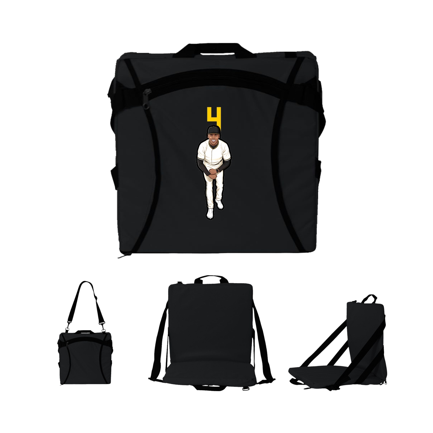 Folding Stadium Seat — Number Top in Black