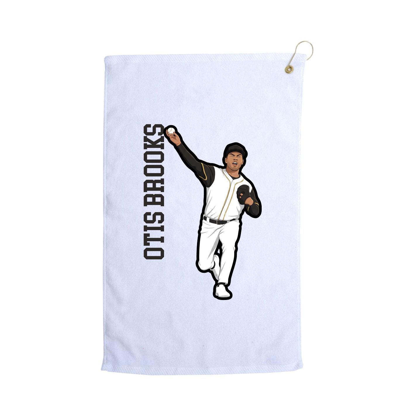 Golf Towel — Name Vertical in White
