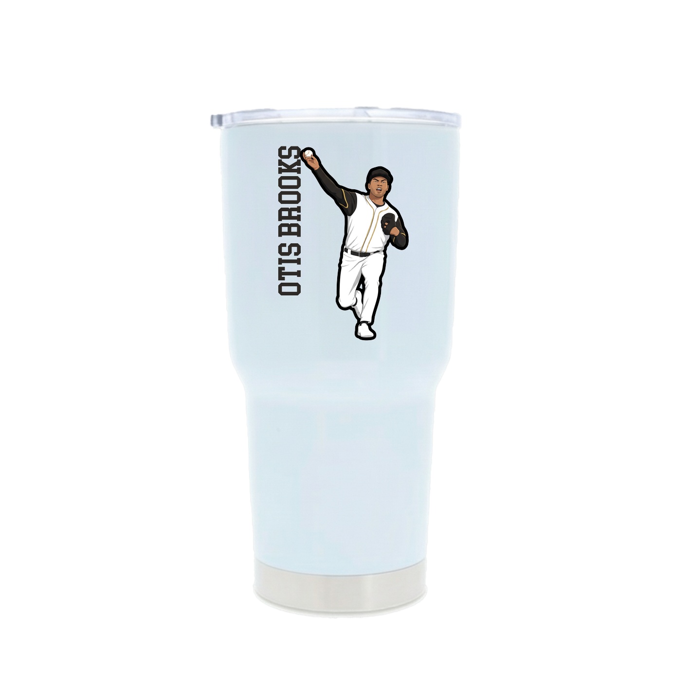 30oz Stainless Steel Tumbler — Name Vertical in White