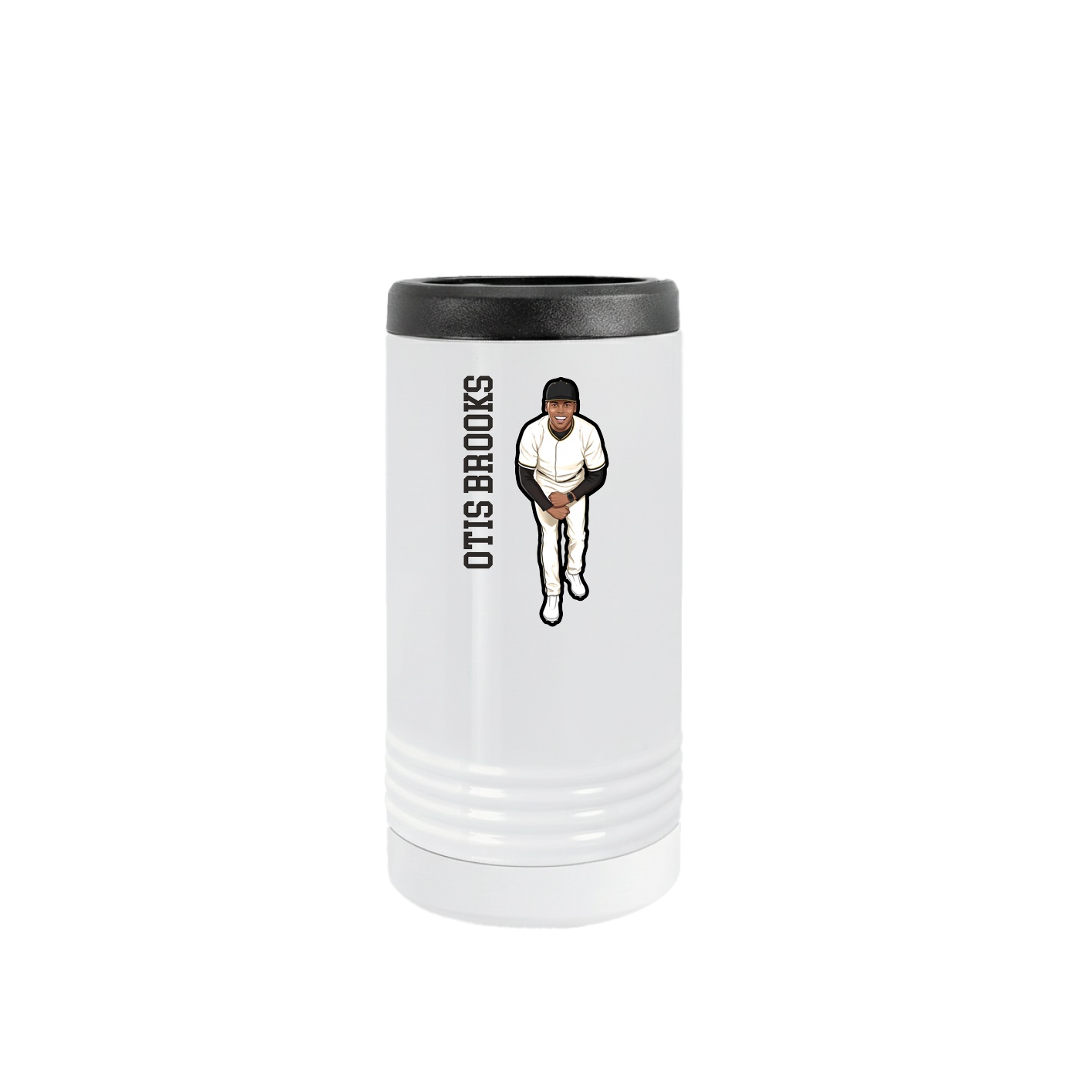 Slim Beverage Holder — Name Vertical in White