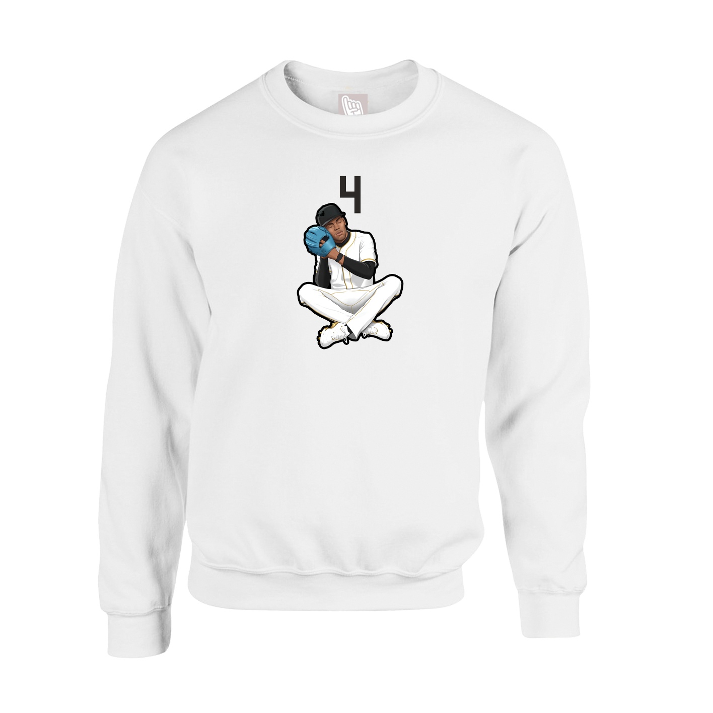 Fleece Crew — Number Top in White