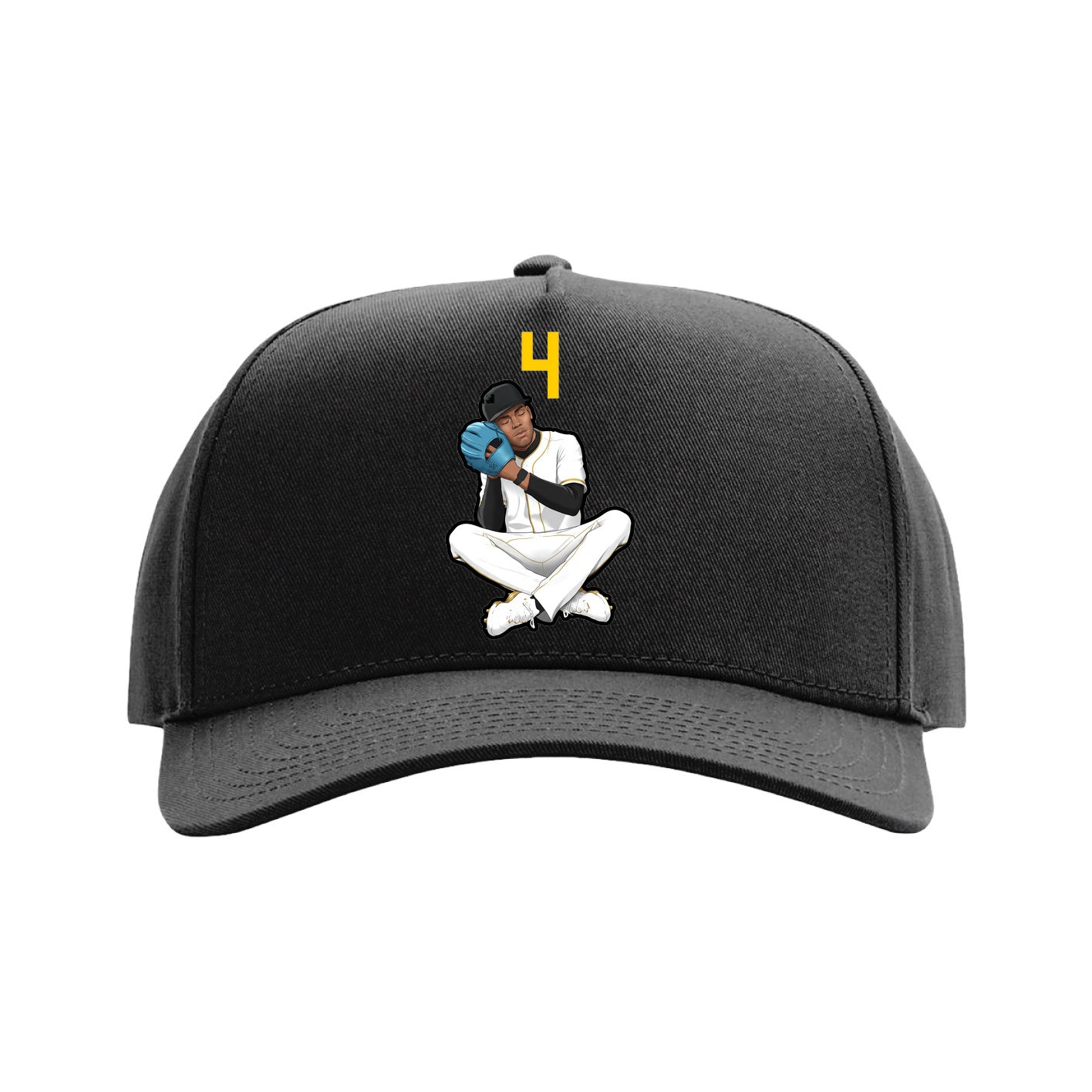 Full Fabric Five-Panel Champ Cap — Number Top in Black