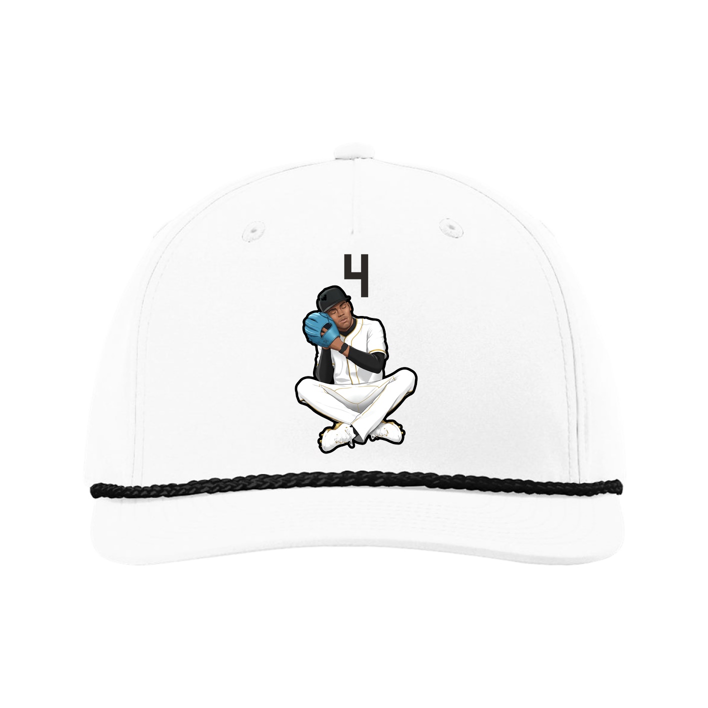 Five-Panel Classic Rope Cap — Number Top in White