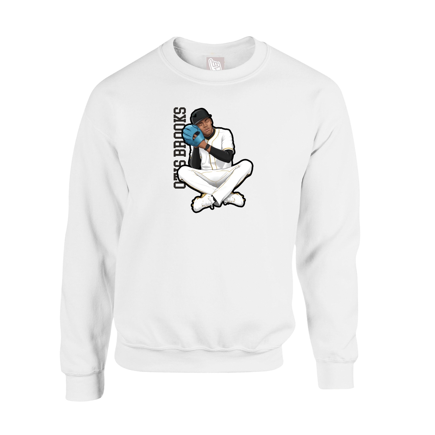 Fleece Crew — Name Vertical in White