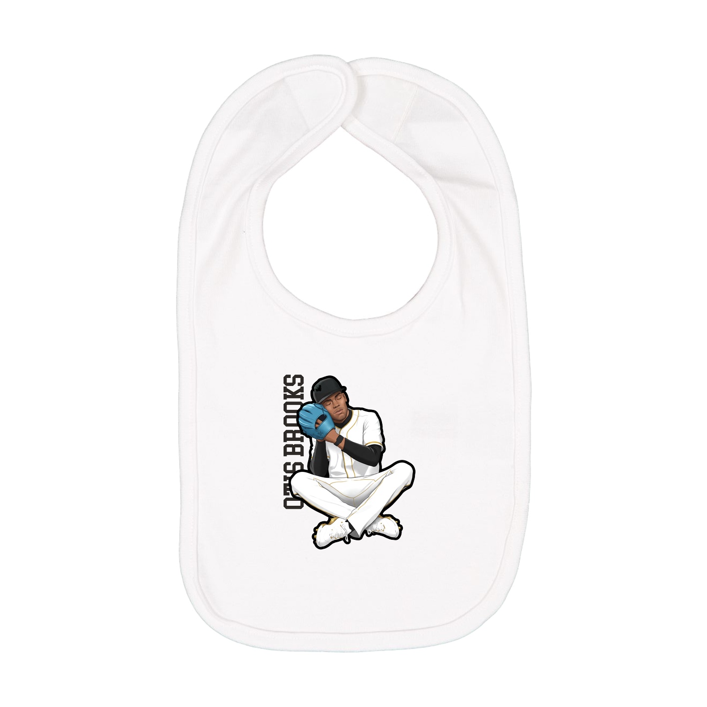 Infant Bib — Name Vertical in White