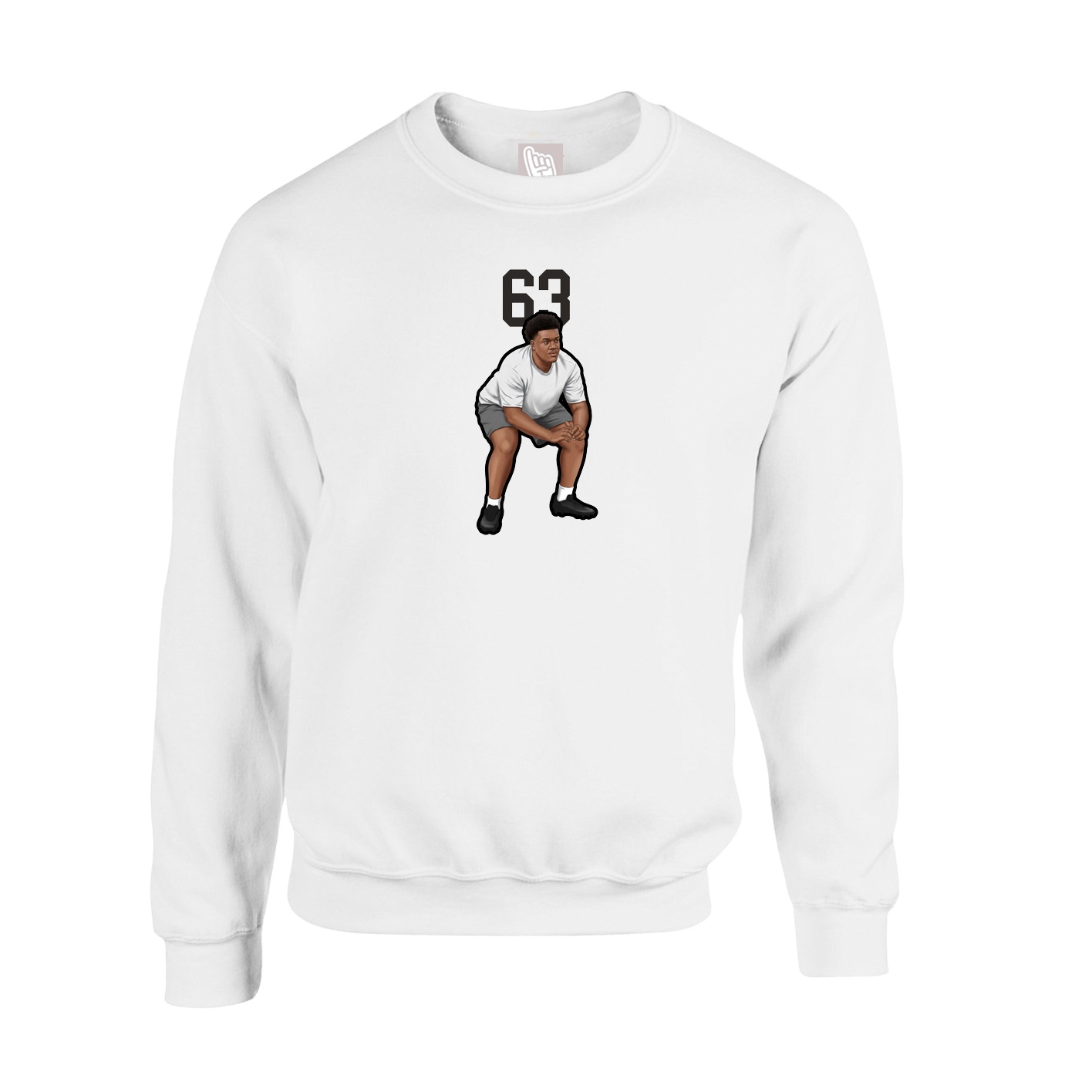 Fleece Crew — Number Top in White