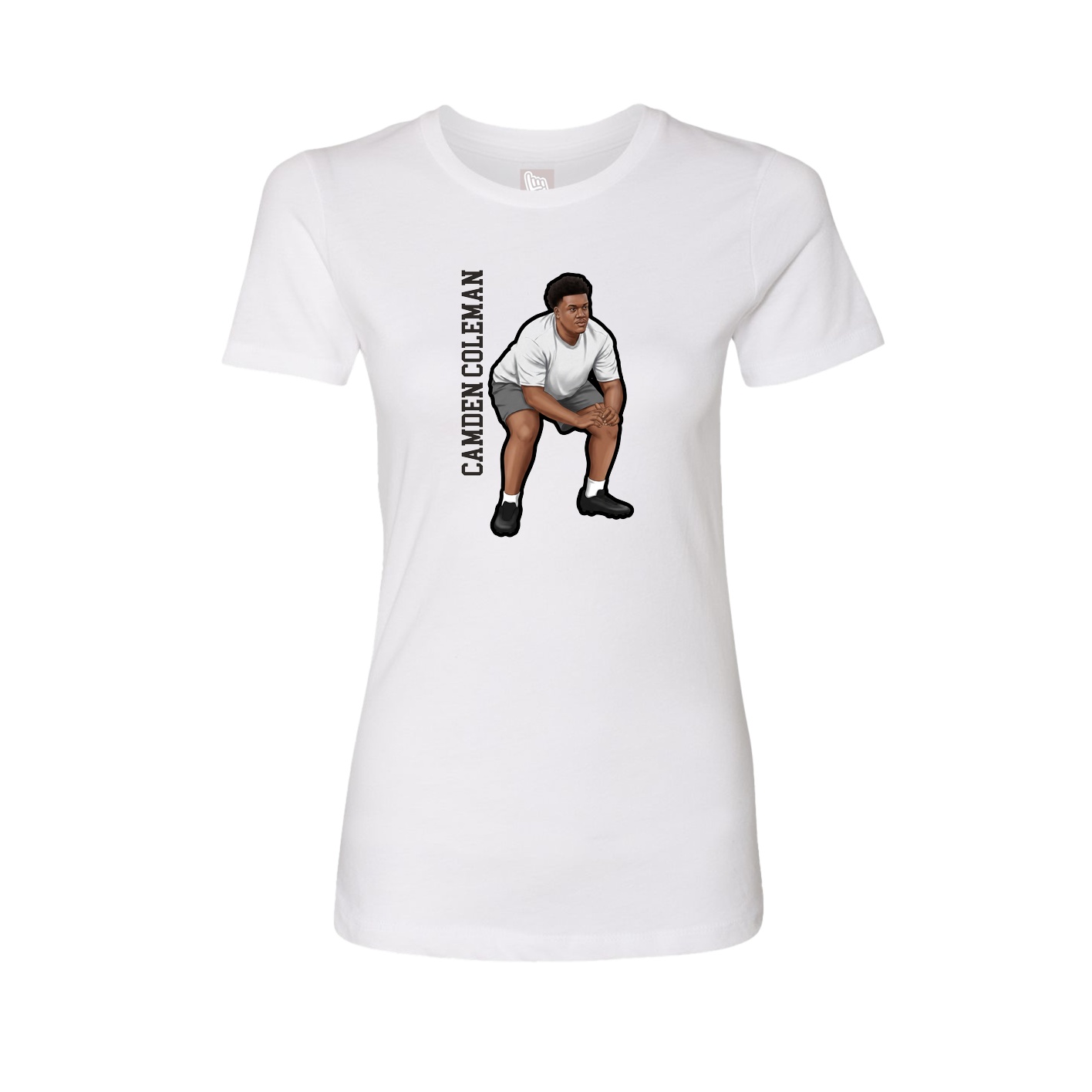 Fitted Women's Tee — Name Vertical in White