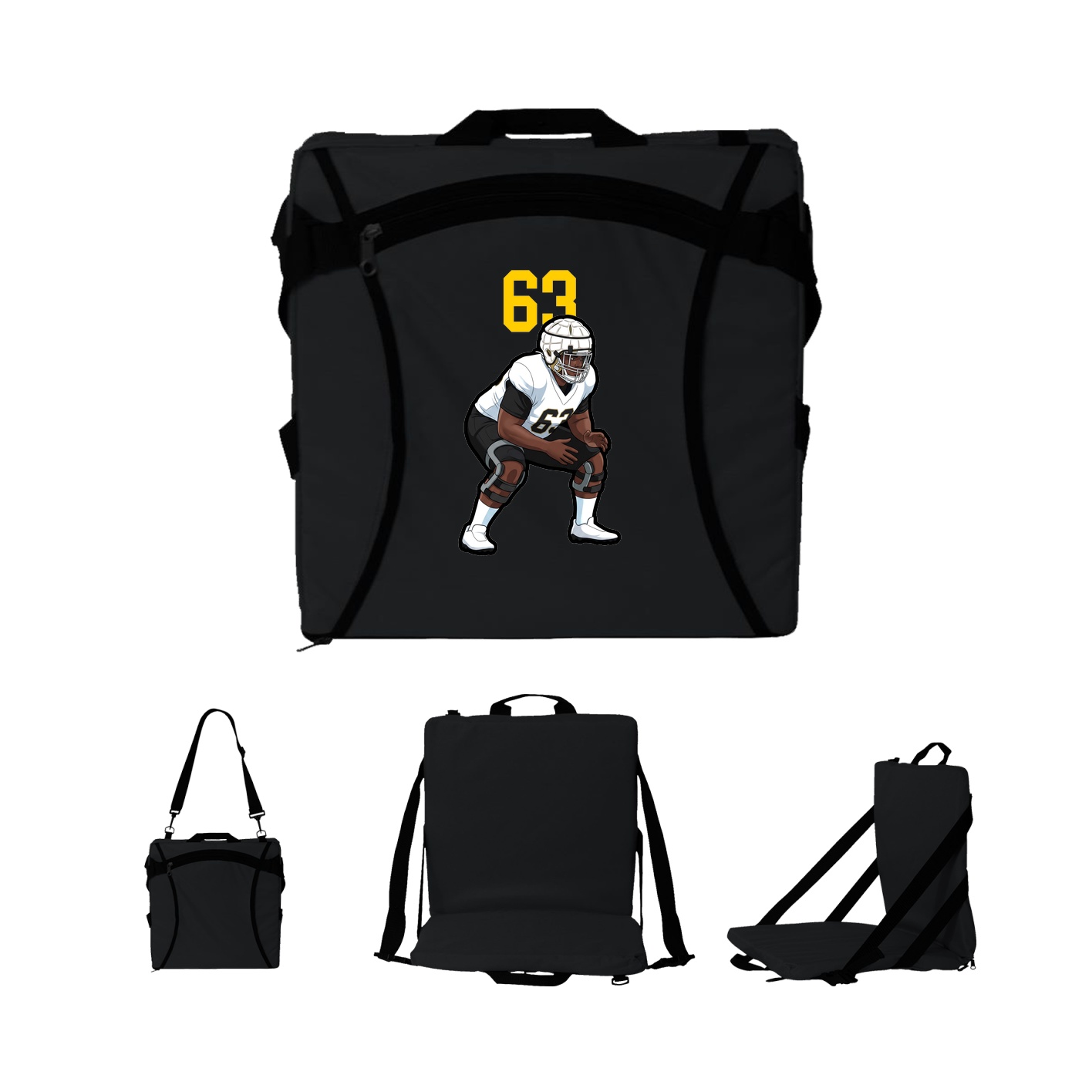 Folding Stadium Seat — Number Top in Black