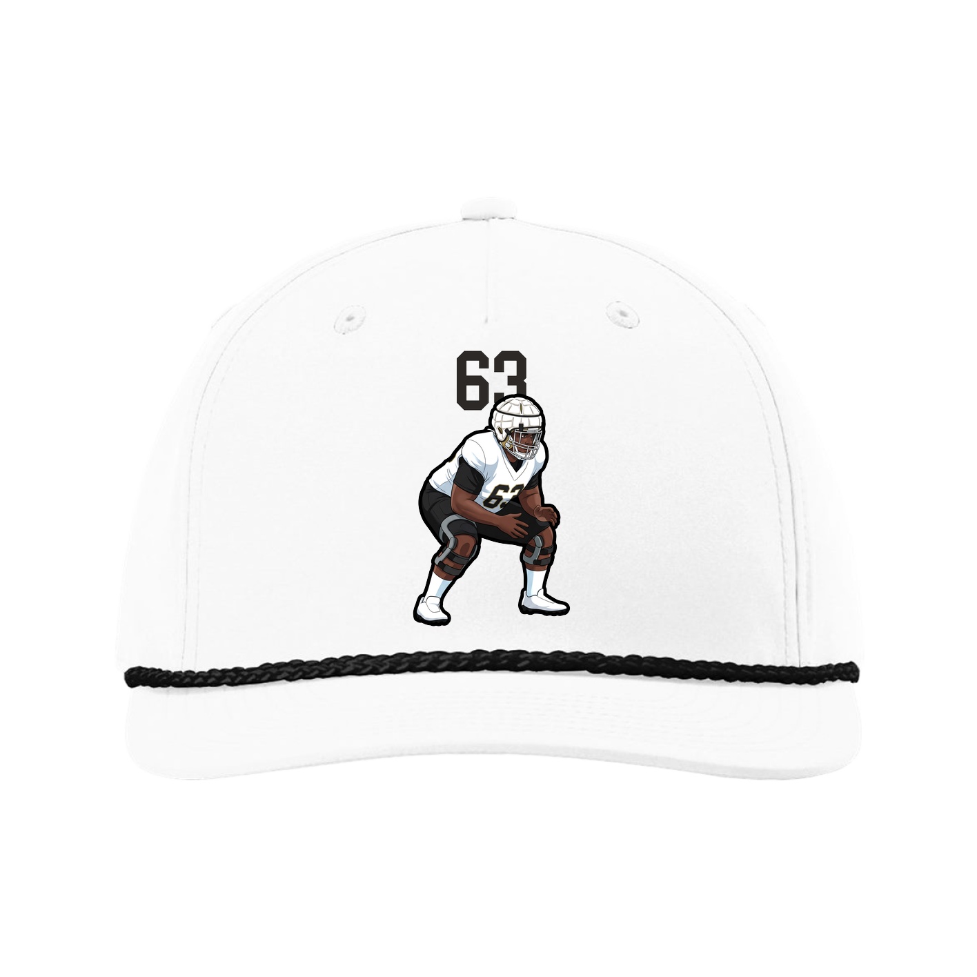 Five-Panel Classic Rope Cap — Number Top in White