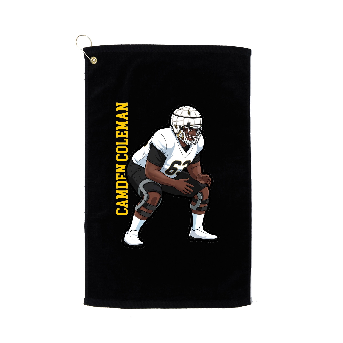 Golf Towel — Name Vertical in Black