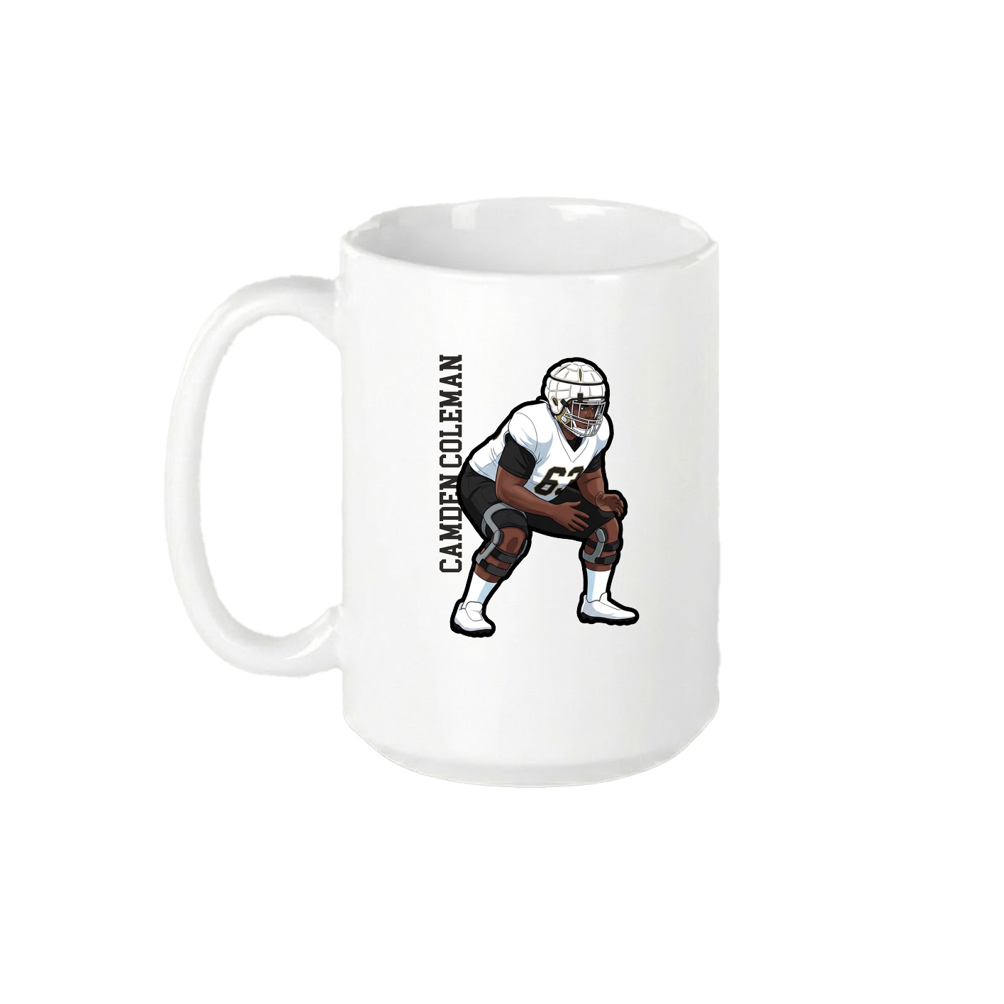 15oz Coffee Mug — Name Vertical in White