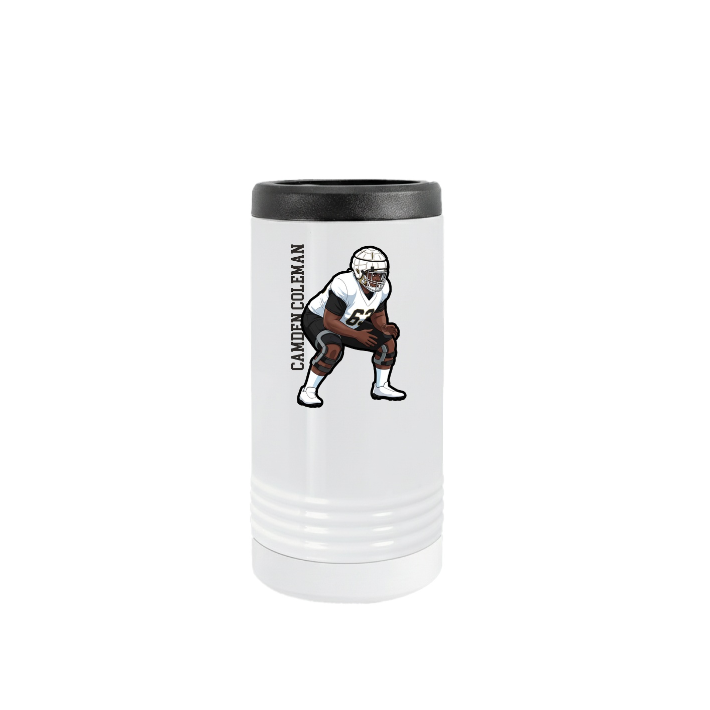 Slim Beverage Holder — Name Vertical in White