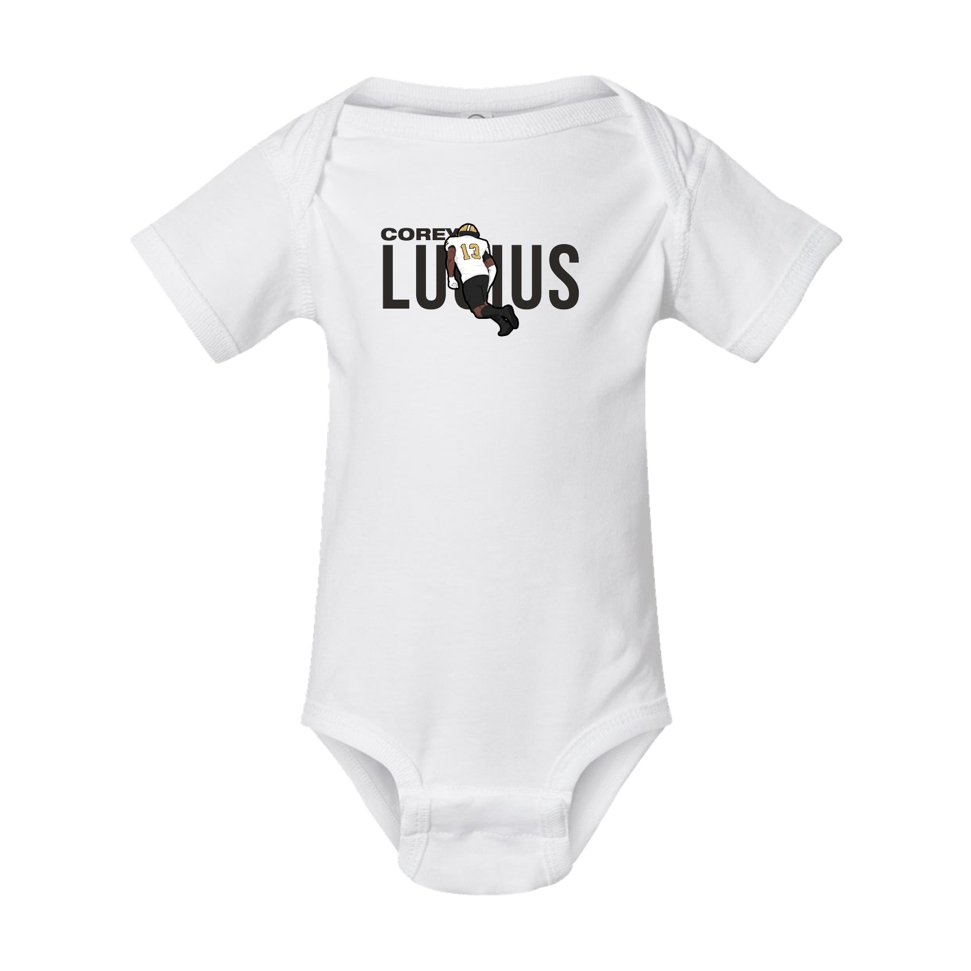 Baby Onesie — Player Name in White