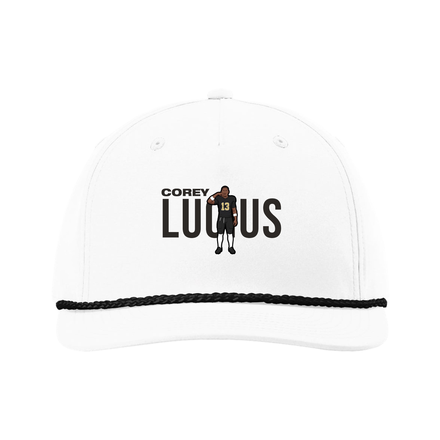 Five-Panel Classic Rope Cap — Player Name in White