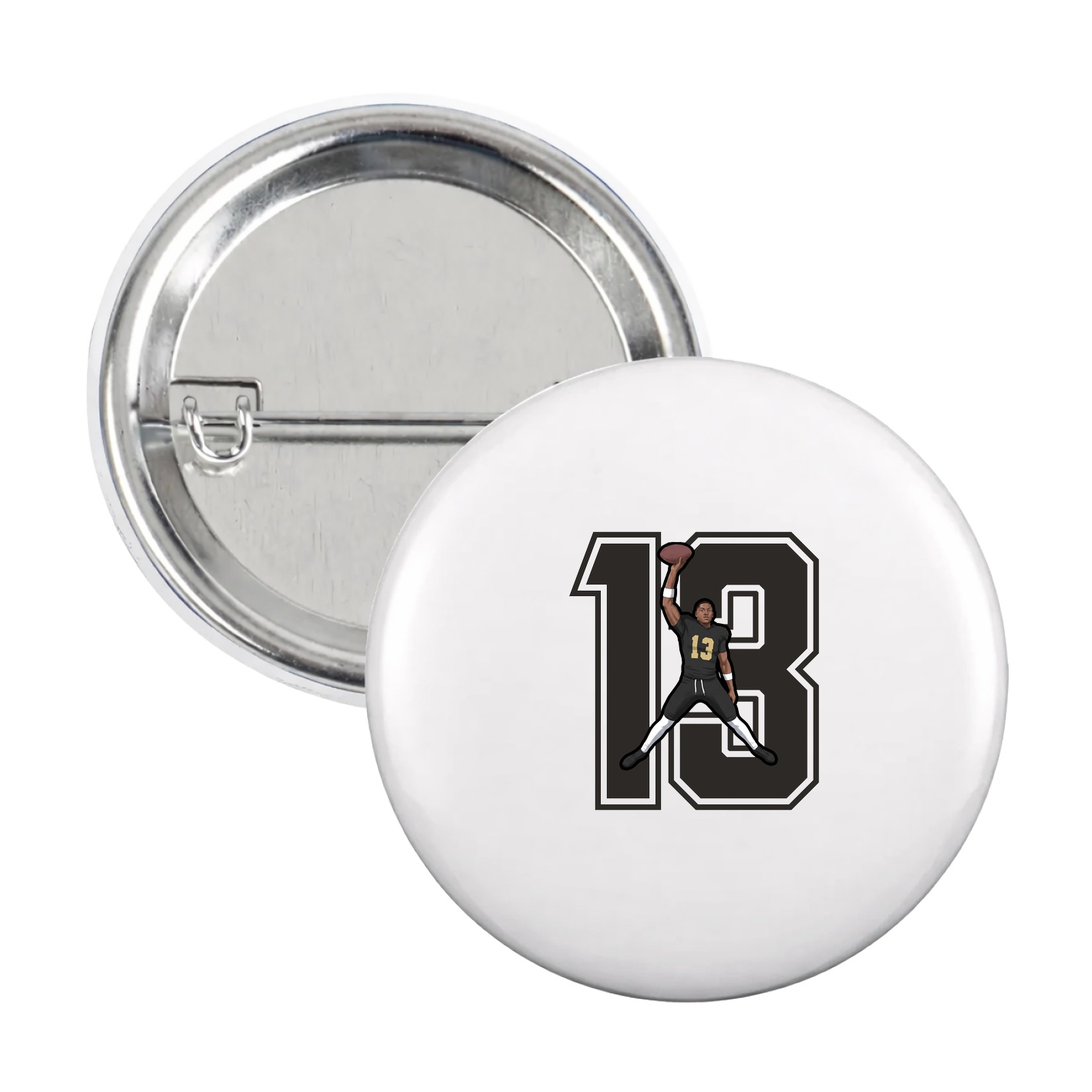 Game Day Button — Number in White