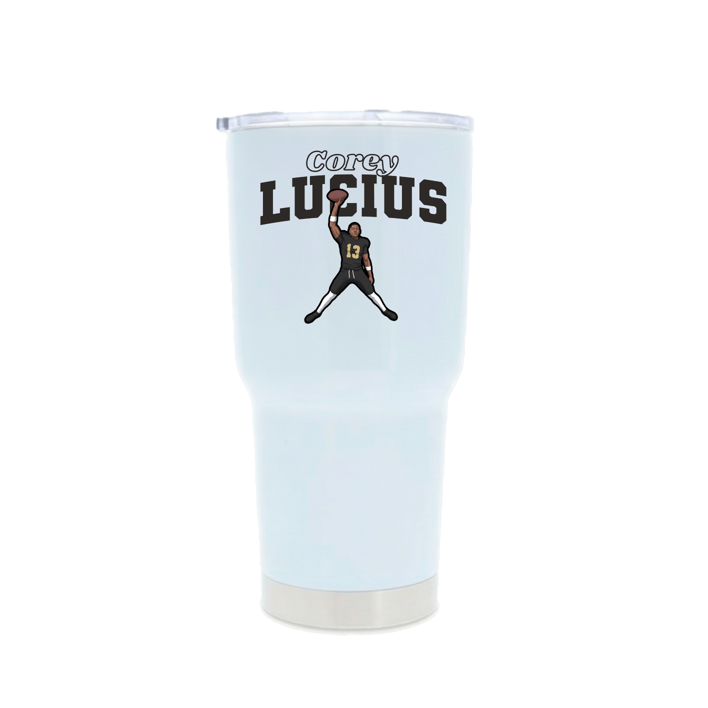 30oz Stainless Steel Tumbler — Name Arch in White