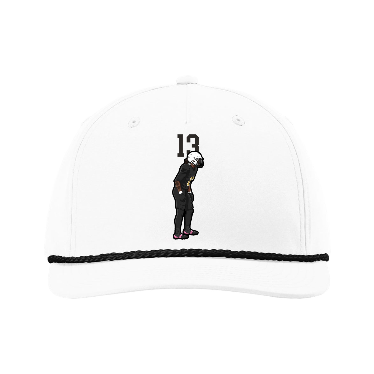 Five-Panel Classic Rope Cap — Number Top in White