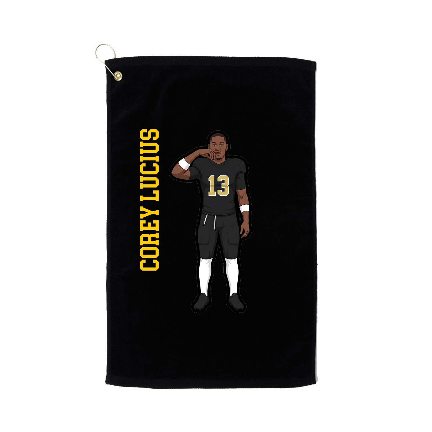 Golf Towel — Name Vertical in Black