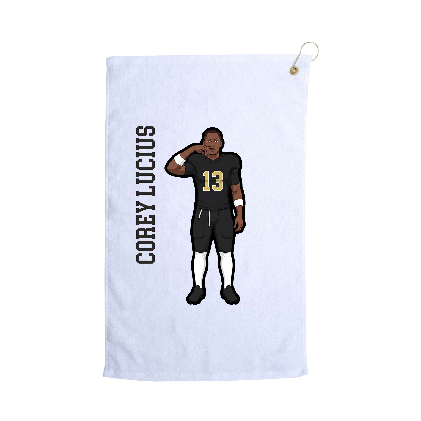 Golf Towel — Name Vertical in White