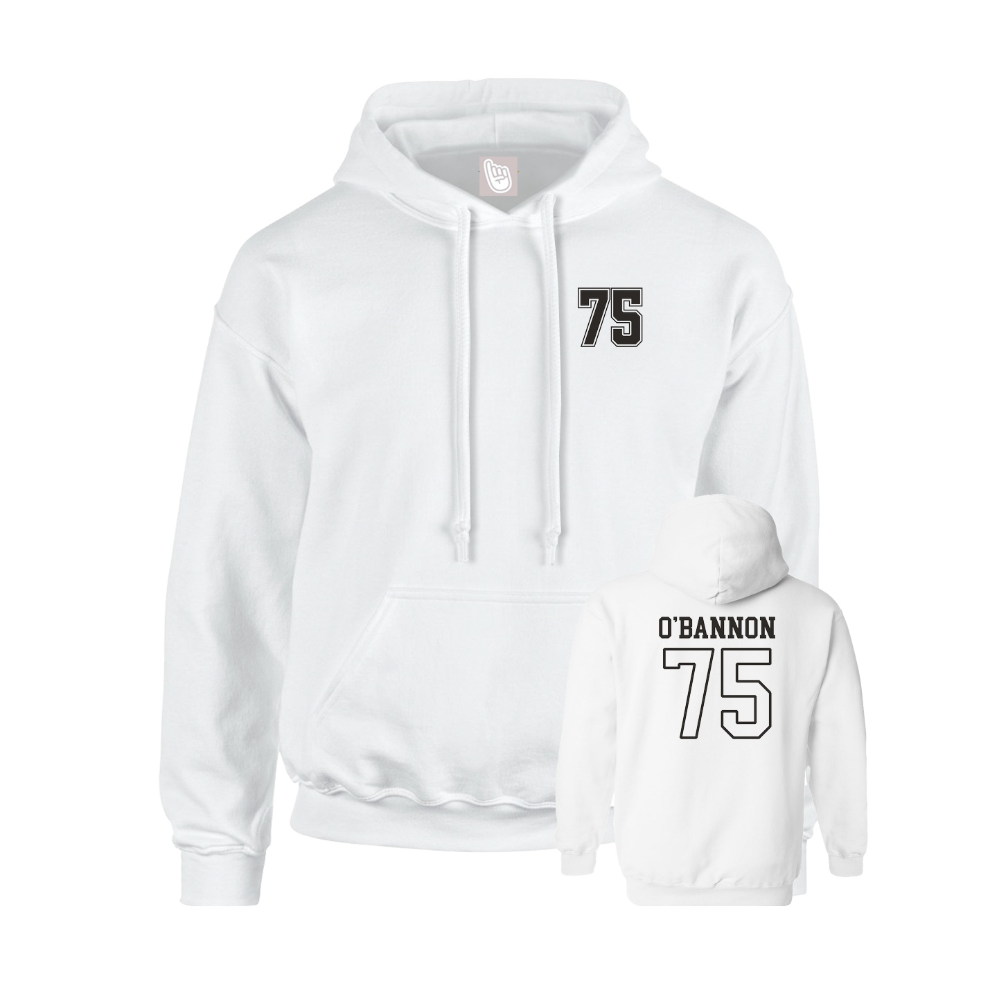 Youth Hoodie — Chest Back in White